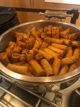 2 days in a row, vegetables or duck spring rolls