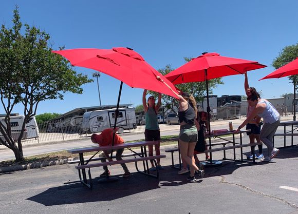 flyaway umbrellas at Roadmap 