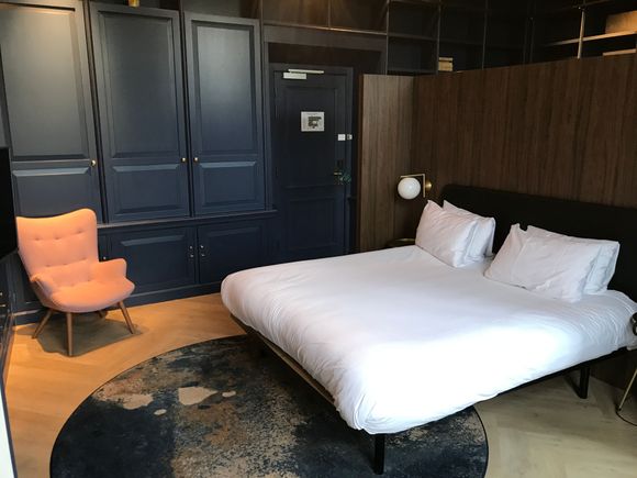 View on entrance door and KING bed