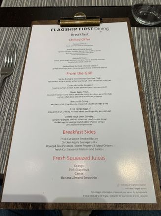 Breakfast menu.