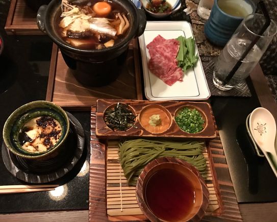 Sukiyaki , cha soba , black truffle chawanmushi