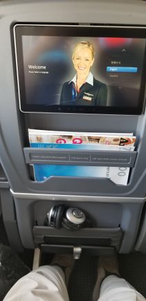 Plenty of legroom, decent size screen.