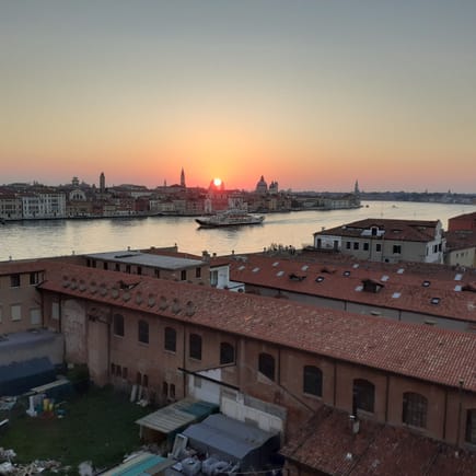 Sunrise over Guidecca canal from my Hilton Venice room