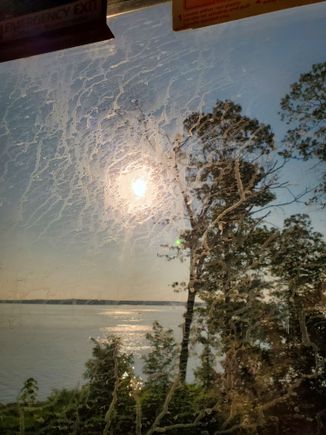 The sun and the water bodies as we get close to Quantico, VA