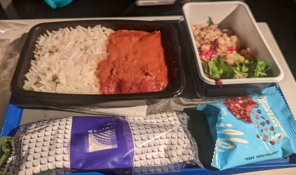 Ewr-fco in January, butter chicken 10/10