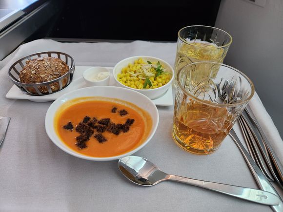 Tomato and coconut soup.  Very good.