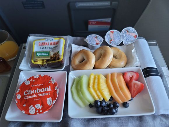Fruit and Yogurt Plate (Bagels from the Escape lounge)