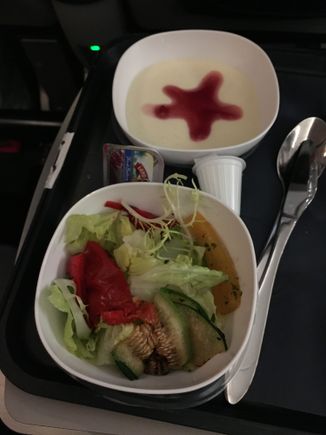 The salad and desert were good. 