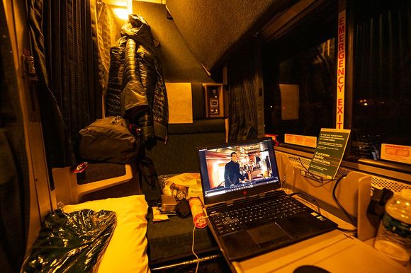 Roomette, large enough for me to watch my stories! 