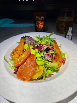 Mixed green salad with balsamic dressing