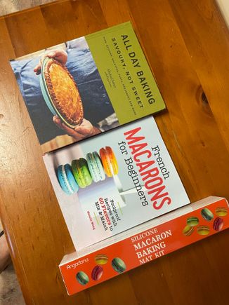 A wonderful savoury baking recipe book and macaron pieces- 2 things I have always struggled with 