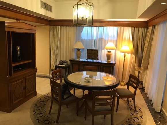 The spacious dining table