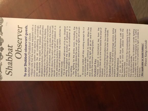 The hotel is Shabbat-compliant 