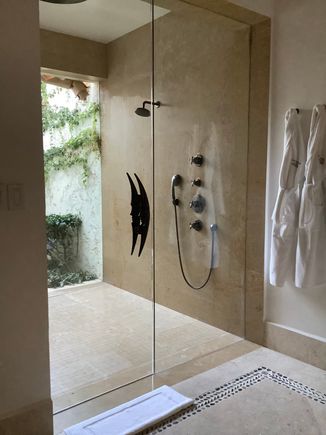 Indoor glass steam shower