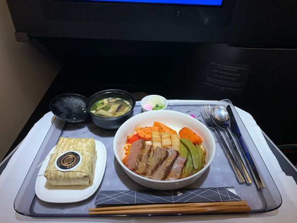 Main dish of Waygu beef. Sides of rice and miso soup