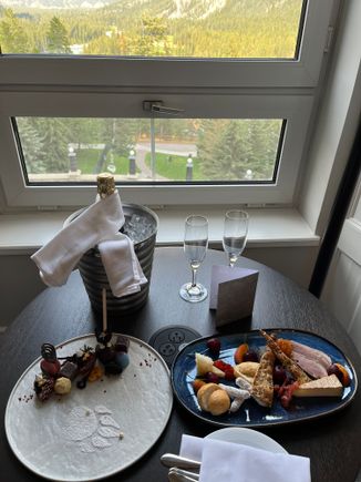 One of the best amenities I’ve ever received - a cheese and charcuterie plate, a plate of various chocolate creations and a bottle of champagne.  Oh, and a 5 category room upgrade. 
