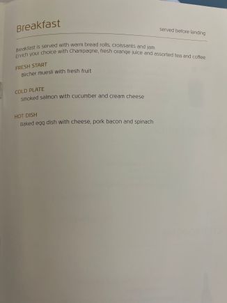 Breakfast menu