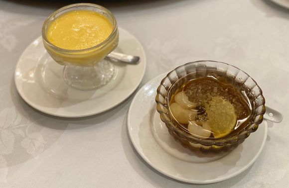 Mango pudding and sea coconut with longans - sweet ending :)