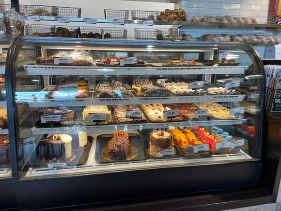 Dessert counter.