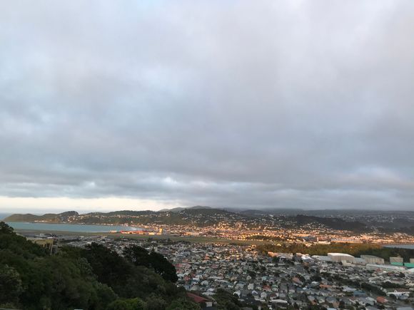 Sunrise towards South Island , note the runway 