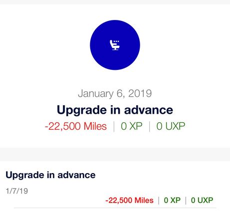Cost of Upgrade from W to Z/award = 22,500 miles 
