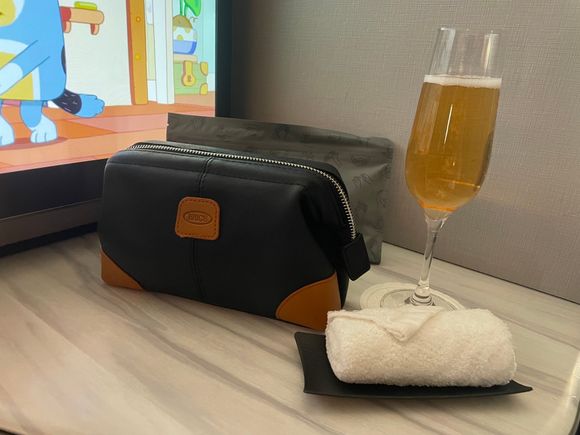Hot towel and champagne