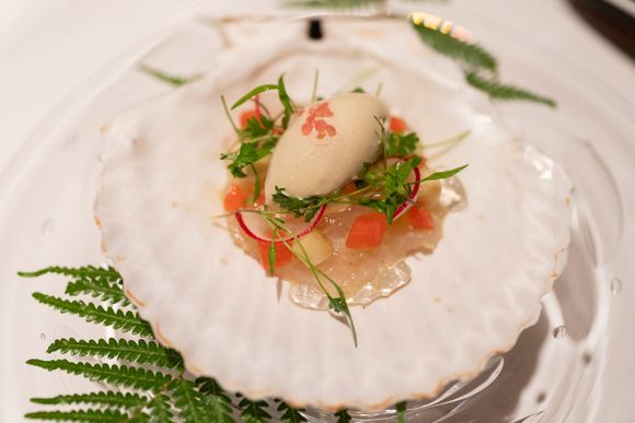 Iwate scallop with banana oyster ice cream