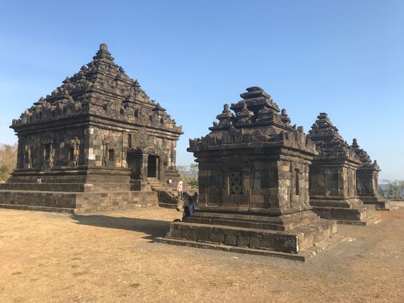 The top terrace with the main temple and the 3 perwara temples,
Actually the complex has multiple terraces on which most buildings are still in ruins waiting to be restored, 1 complete structure has been completed already serving as prototype for the others