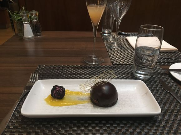 Chocolate Dome. Pretty good. 

Found the duck to be particularly good while the tomato soup (of the day) was, well, tomato soup. Nothing special.