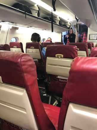 Cabin view of one of Ravn Alaska’s Dash-8’s