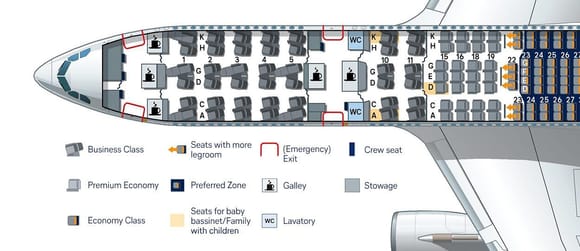 A330 seatmap front