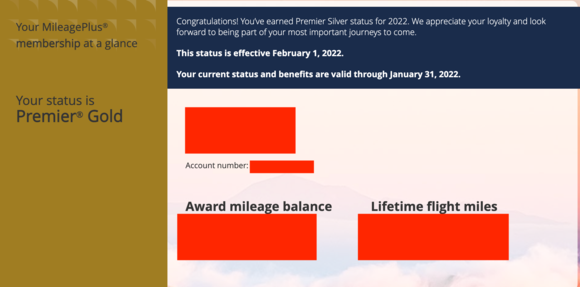 From the Premier Status Tracker at My United.
