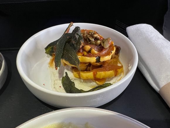 Delicata squash - ricotta, pepitas, fried sage.  The squash was very sweet, don’t know if it’s from the sauce that was drizzled on top or natural.
