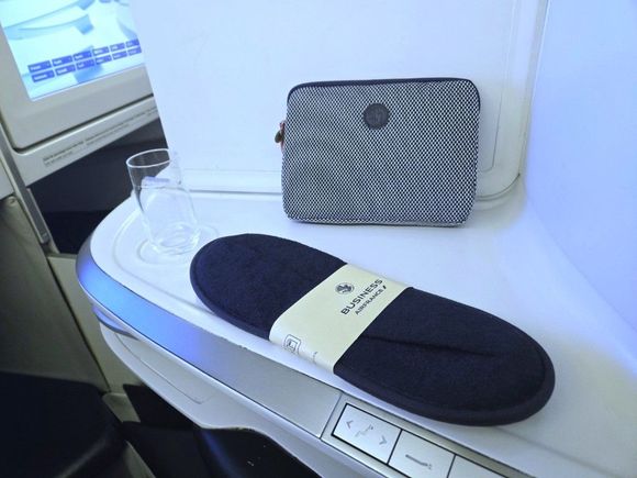 Amenity kit and slippers were waiting
