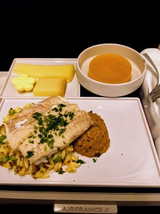 Air France business class dinner, CDG-LHR, October 2022