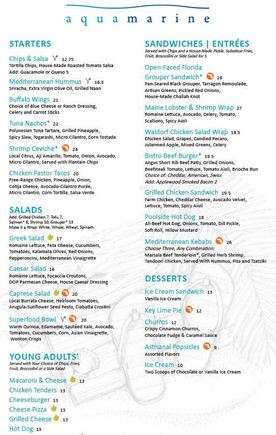 Poolside drinks menu.