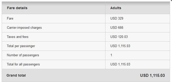 New August 8/September 13 Fare Breakdown $1116