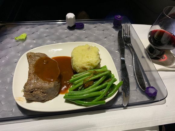 Dinner was beef tenderloin. Quite good, especially mixing the potatoes with the sauce. Was tender, and flavorful. 