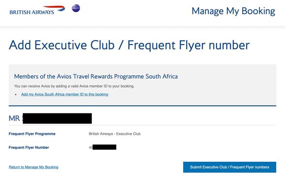 Adding FF number via BA MMB