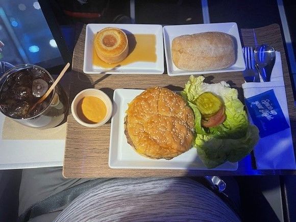 The burger was moist and tasty. I am not sure why they put a large roll on the plate. The last time I had this it came with a bag of chips. The dessert was underwhelming. Dry with little flavor, even in the filling. AS should bottle the burger sauce and sell it in their store!