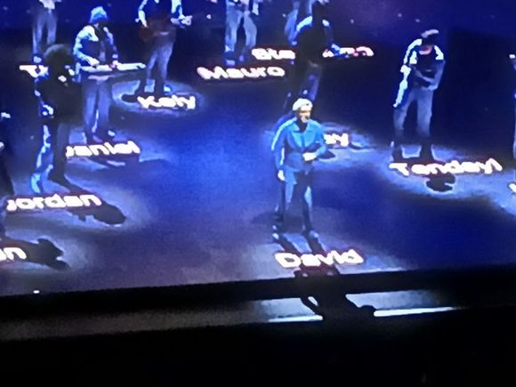 This was really cool. They projected the names of all the band and those projections followed everyone as they moved around.