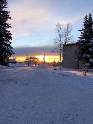 Sunset at about 3:30 PM. 