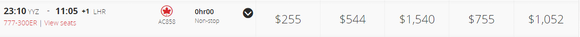 Great deal from AC. And for that flight length I'll go Tango.