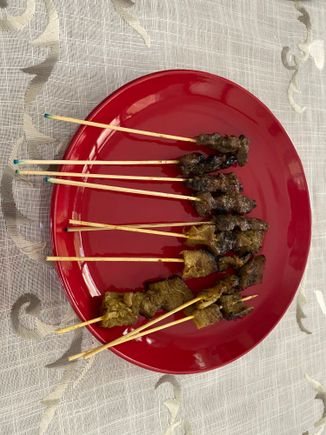 Babat ( tripe ) and mutton satay