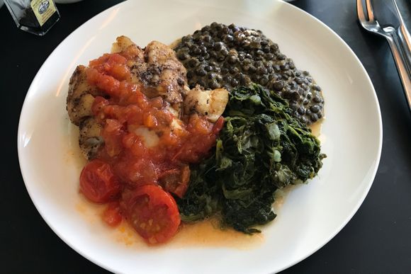 Spice crusted cod (was tasty but food was not hot)