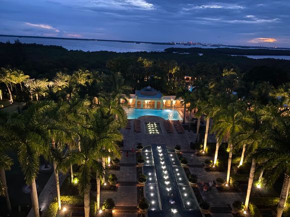 Evening view from island suite