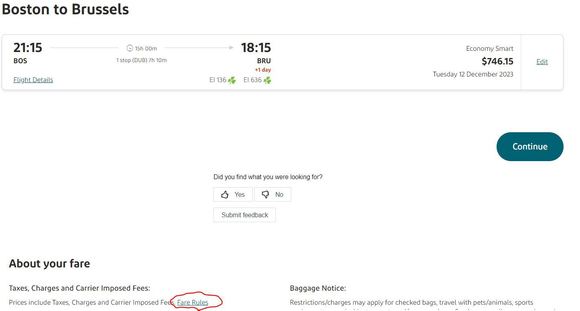 On this screen click the 'Fare Rules' link