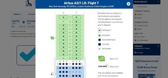 First pic is seat map of inaugural. Only two seats taken and both Studios are open. Similar for return.