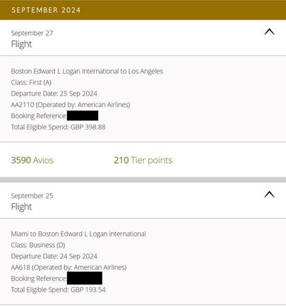 Example BAEC posting from an AONE ticket using AA flights - note the calculated GBP values