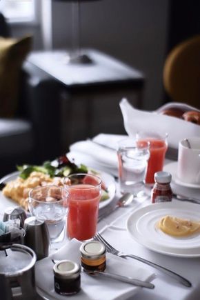 Complimentary room service breakfast benefit.
